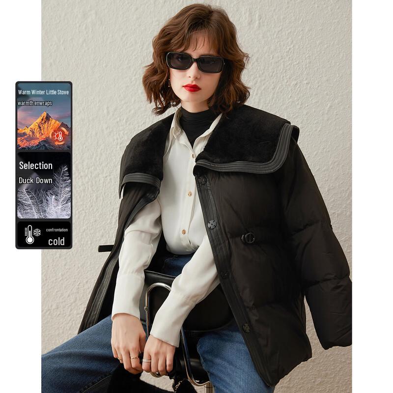 

Женский приталенный пуховик Bailuyu с панелями, лацканами и пухом утки L