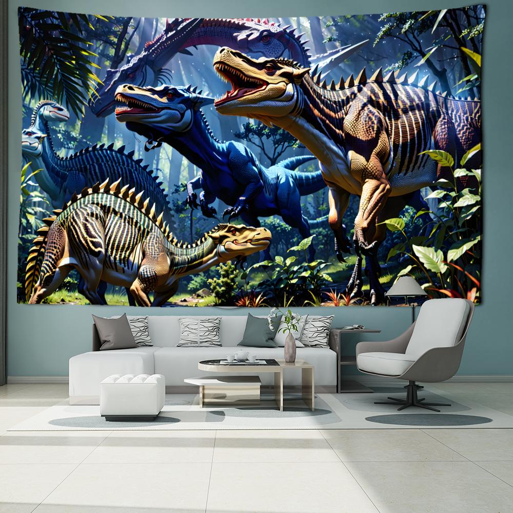 

Синий динозавр лесной гобелен настенный богемный абстрактный животный хиппи тапиз гостиная домашний декор 95x70CM