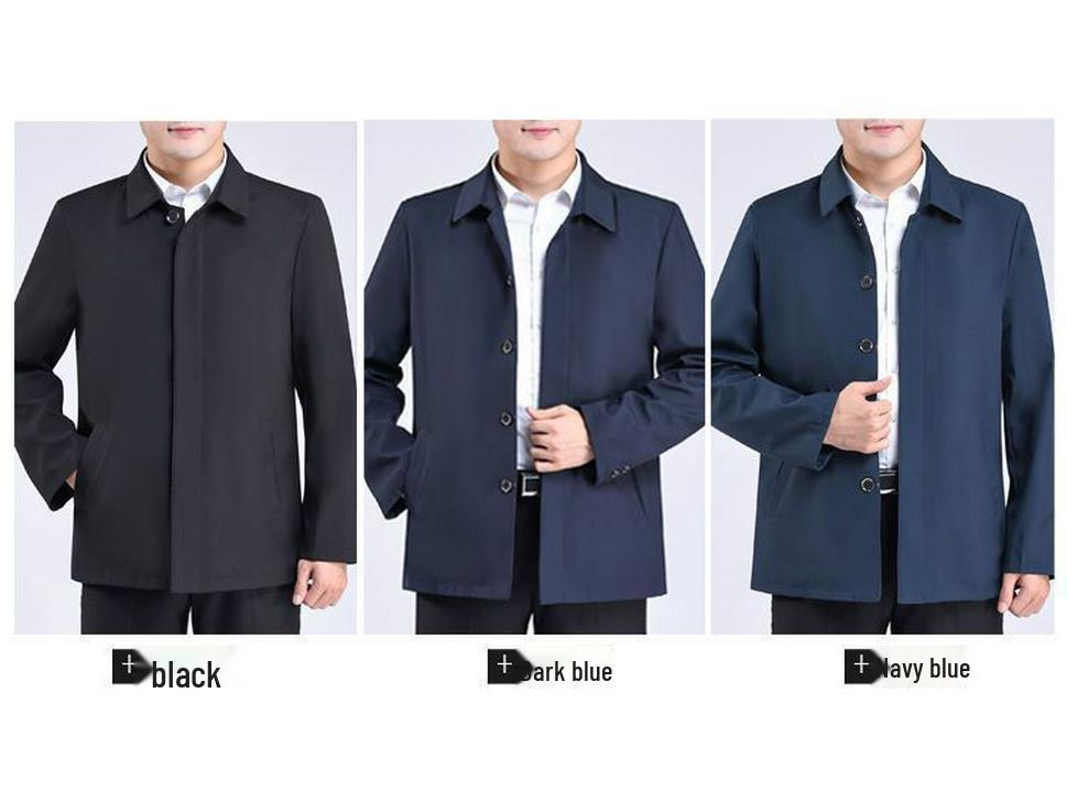 Men's Middle-aged & Elderly Thick Lapel Jacket - Casual Solid Button, Spring/Fall Outerwear