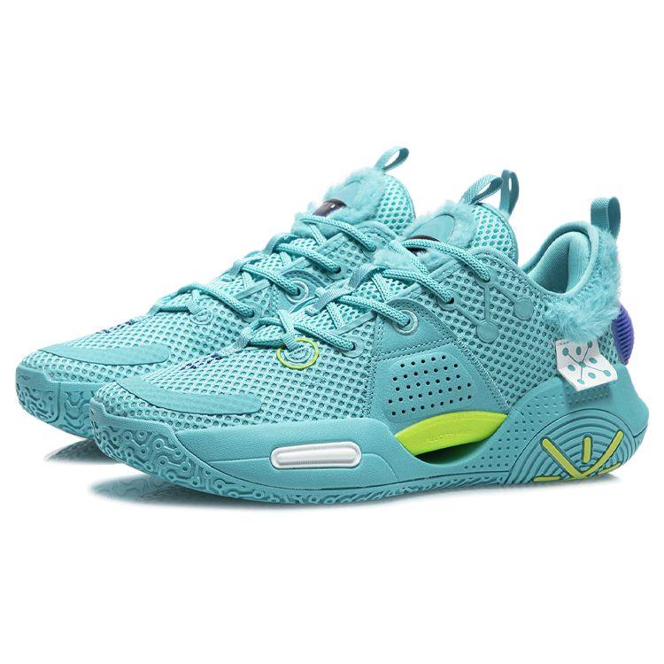 Li Ning All City 9 V1.5 Fabric Synthetic Leather TPU Wear-Resistant Breathable Low-Top Basketball Shoes Men Sneaker Ocean-Blue ABAR015-7