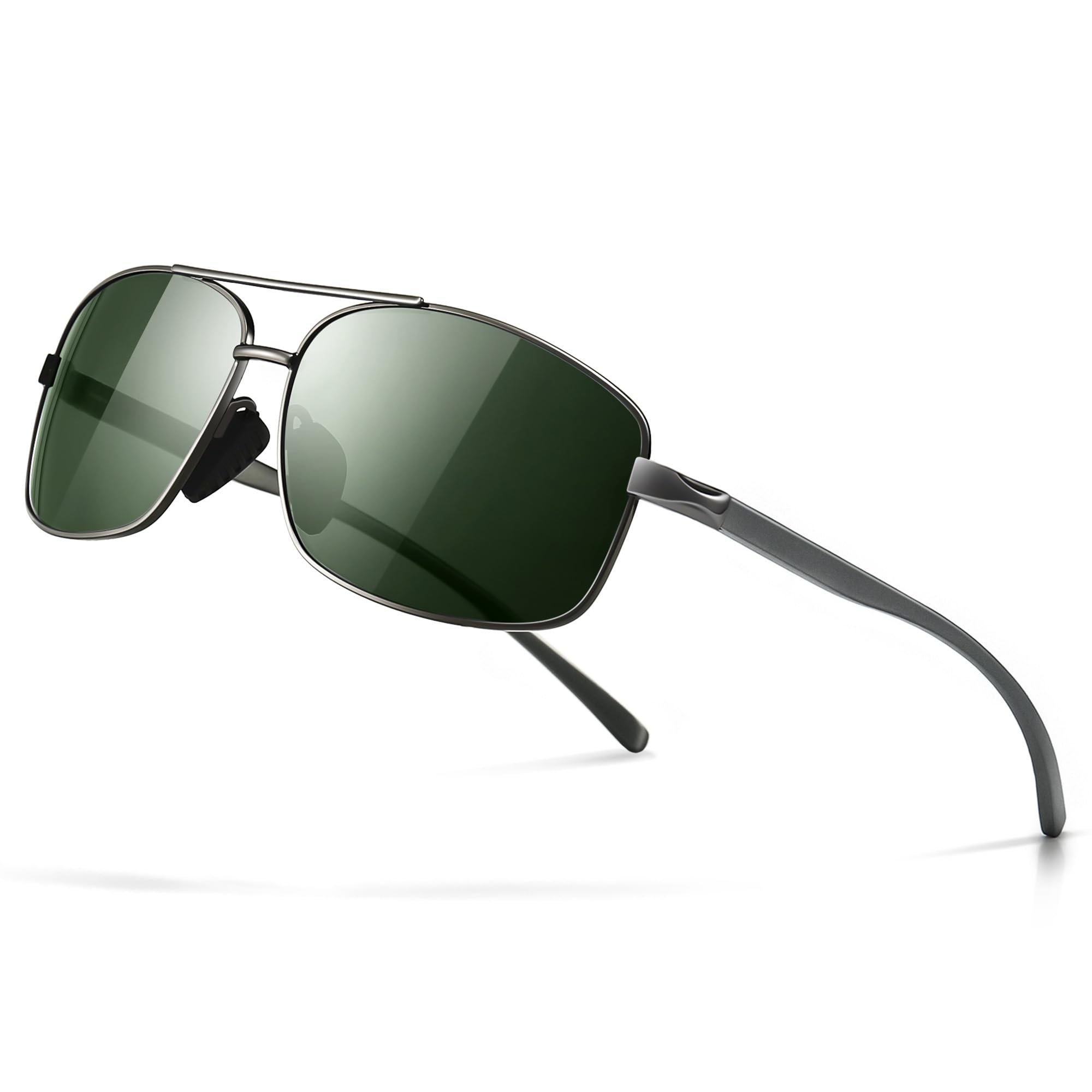 

SUNGAIT Ultra-Lightweight Square Men s Polarized Sunglasses with UV400 Protection, Metal Frame (Gunmetal Frame, Green Lenses) SGT458QKMLV JP
