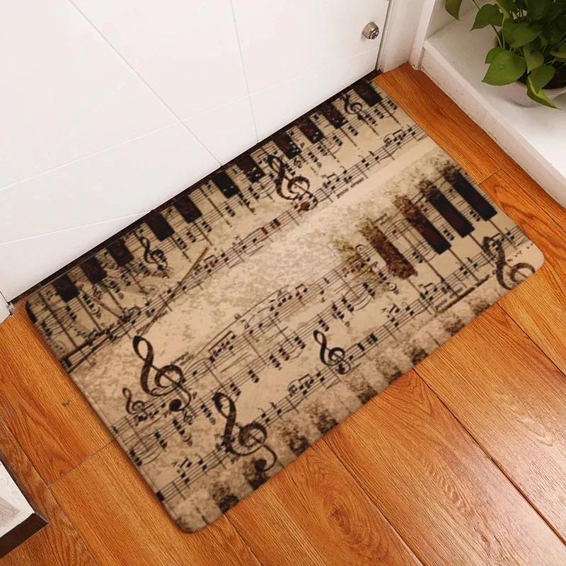 Tappetino con Stampa Note Musicali per Piano Corridoio Zerbini Antiscivolo Cucina Bagno Tappeto per Pavimento Ingresso Tappeto Lavabile Casa Camera da Letto Decorazione