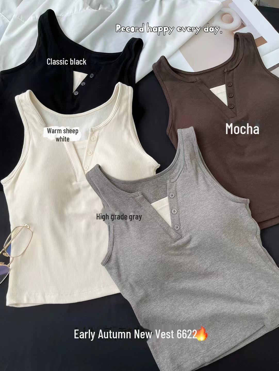 

Ранняя осень. Майка на пуговицах.: Женский облегающий жилет без рукавов с красивым дизайном спины One Size