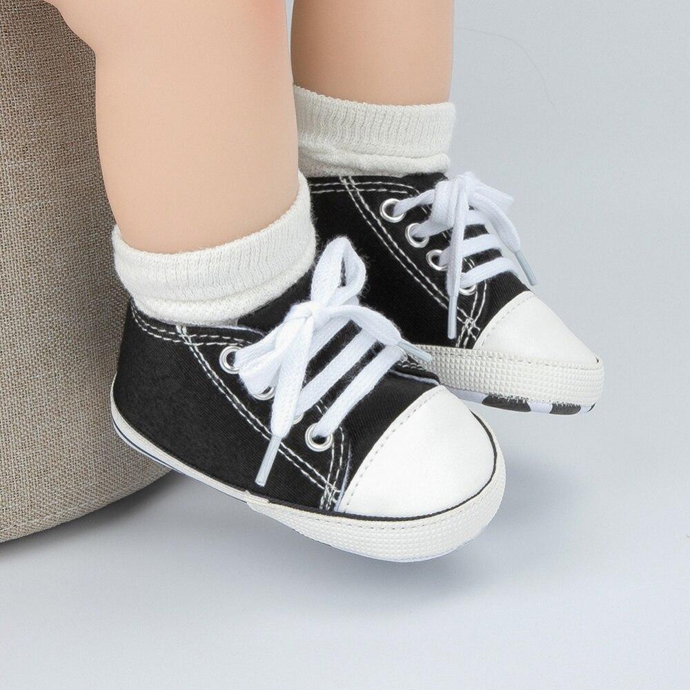 Autumn Baby Girls Boys Canvas Sneak Soft Sole Anti-Slip Shoes Newborn Prewalkers Lace-up Infant First Walkers Shoe 0-18M