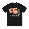 Men's Fashion Humor Short Sleeve Y2K T Shirts Female T-shirt Tops Graphic T Shirts I Eat Cement Cursed Cat Funny Meme T Shirt