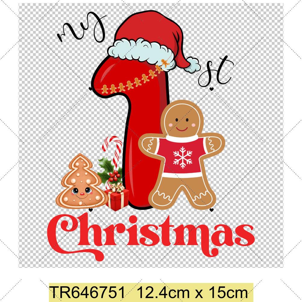 My First Chrismas DIY Clothing Heat Transfer Sticker Kids T-shirt Infant Romper Clothing Patches Heat Transfer Xmas Sticker