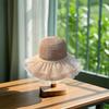 (One Size, Pink) Women's Woven Sun Hats Outdoor Fashionable Mesh Pearl Wide Brim Sun Protection Beach Hat