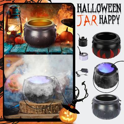 Halloween Party Decoration Witch With Light Pot Mist Plastic Bowl Decoration Candy Bucket Decoration