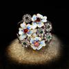 2025 Gorgeous Ladies 925 Silver Black Gold Ring Colorful Flower Ring Zircon Jewelry Flower Ring
