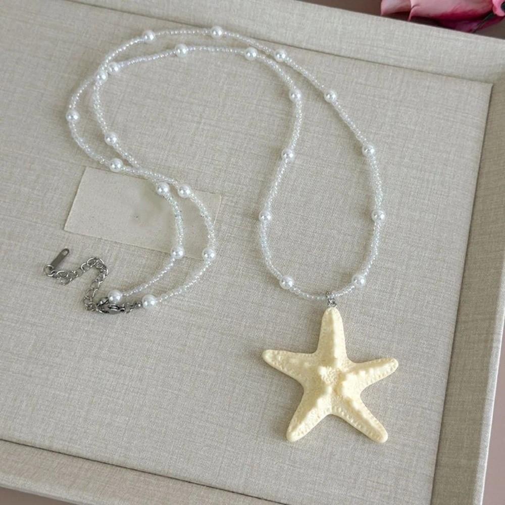 Bohemian Starfish Necklace Dopamine Bead Summer Clavicle Chain Starfish Choker Photography Props