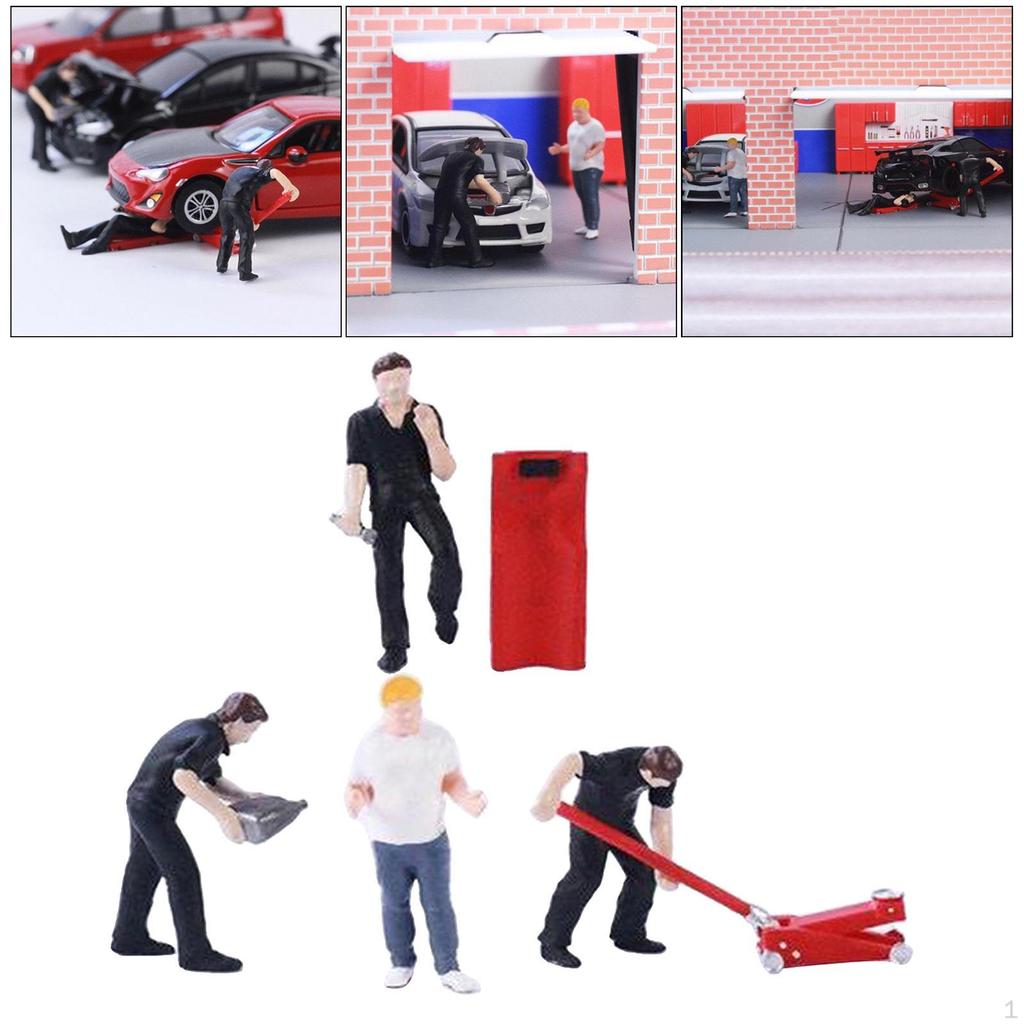 1/64 Film Character Diorama Drawing Figure Car Repairer Street Building Scenario Table