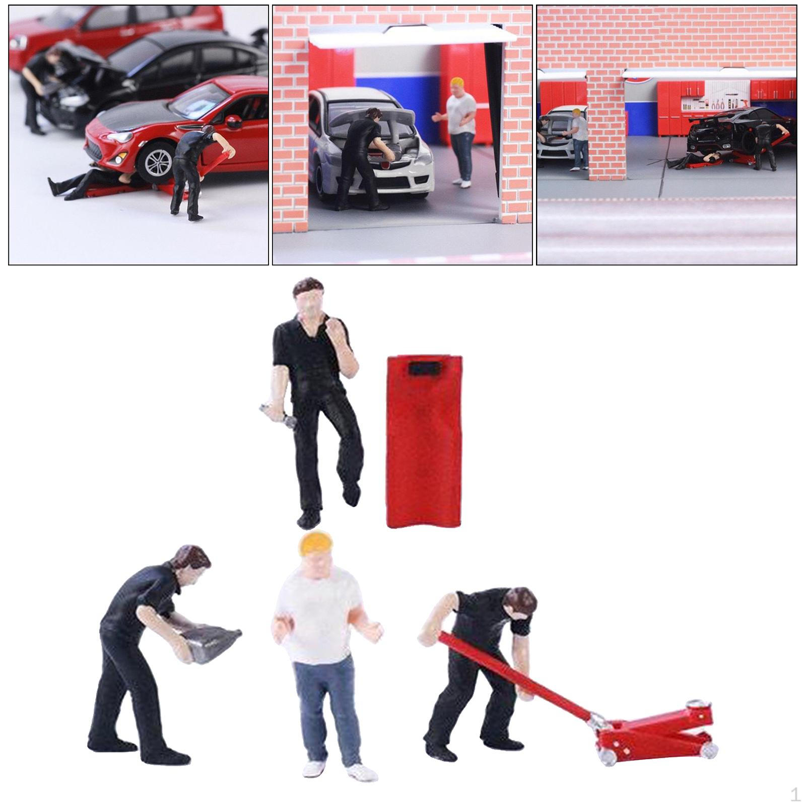 

1/64 Film Character Diorama Drawing Figure Car Repairer Street Building Scenario Table чёрный