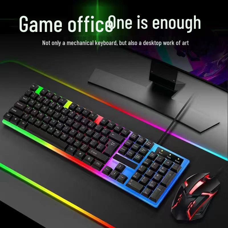 T350 Colorful Luminous Gaming/Office USB Wired Keyboard and Mouse Set