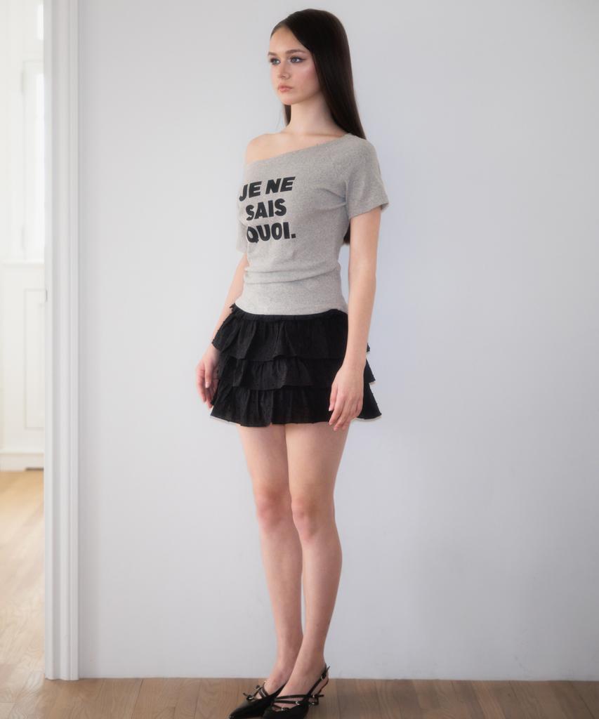 ROSEFRANTZ Minimal French Lettering T-Shirt [Gray]