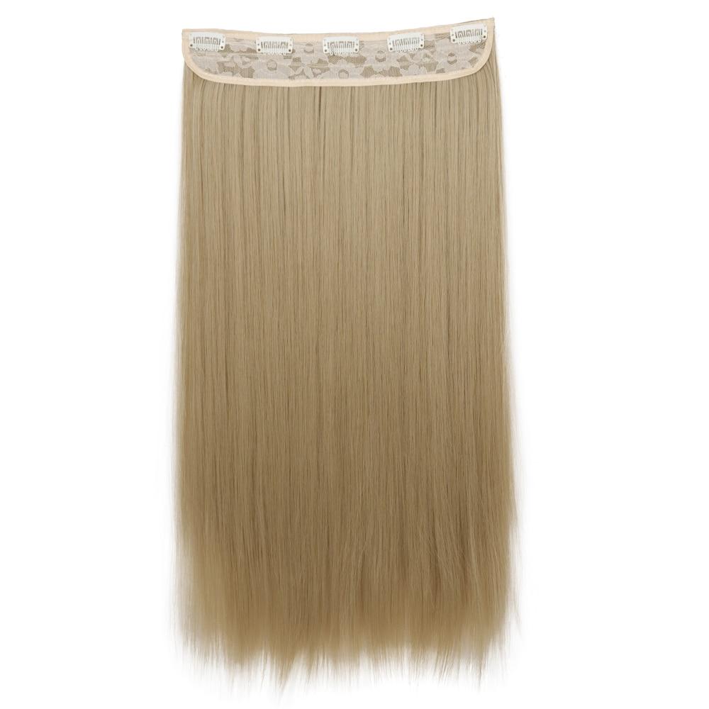 MERISIHAIR 5 Clips In Hair Extension Synthetic Long Straight Hairpiece Haistyle High Temperature Fibert Golden Brown Black