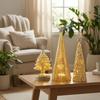 3 Pieces Glass Christmas Tree Semi-Transparent Tabletop Decoration Festive