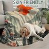 1Pc Vintage-Inspired Mountain & Sunset Printed Blanket, 60X80 Inch, Soft Cotton Fabric, Ideal For Family Travel And Camping