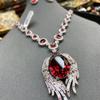 Jewelry Exaggerated Vintage Feather Necklace Earrings Red Big Gem Wings Necklace Fashion Collarbone Chain
