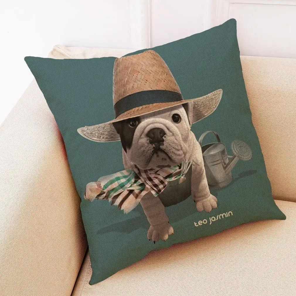 Office Living Room Home Pillowcase Bulldog Pattern Pillowcase Car Ornaments
