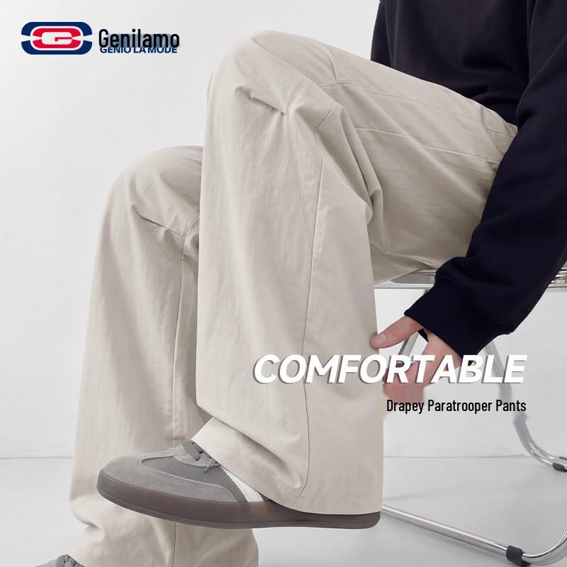 GENIOLAMODE Men s Loose Fit Quick-Dry Straight-Leg Casual Pants XL
