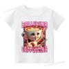 Italian Brainrot Cute Meme T-shirt for Girls Clothes Ballerina Cappuccino Print Tee Tops Pink Summer Cotton Outfits Streetwear