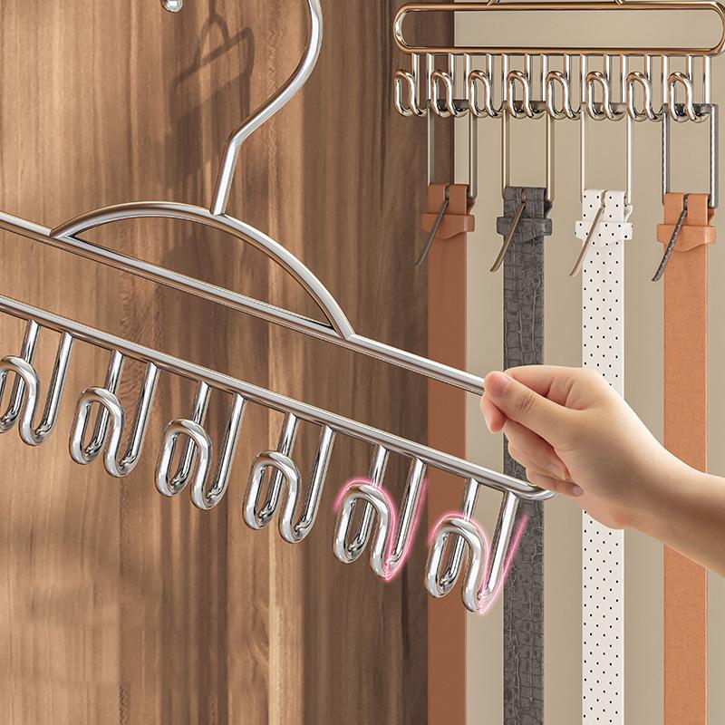 Metal Belts Camisole Clothes Hanger 8 Hooks Tie Hats Organizer Rack NonSlip Space Saving Wardrobe Clothing Storage Holder