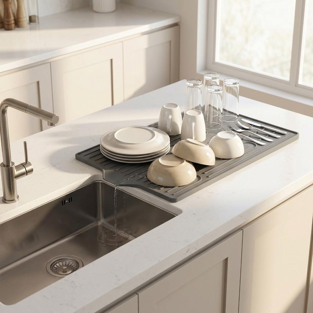 Non-Slip Silicone Drain Mat Heat Resistant Kitchen Sink Storage Mat Kitchen Sink Mat Home Kitchen