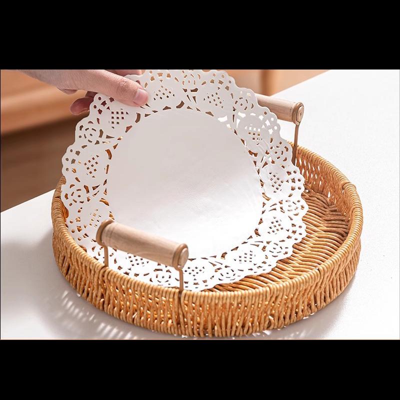 DH Round Imitation Rattan Tray Oil Paper