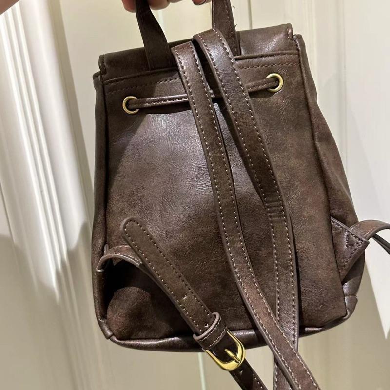 Compact texture retro brown backpack new simple versatile shoulder bag