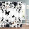 Beautiful Floral and Butterfly Print Shower Curtain Natural Botanical Floral Home Art Shower Curtains Bathroom Decor With Hooks