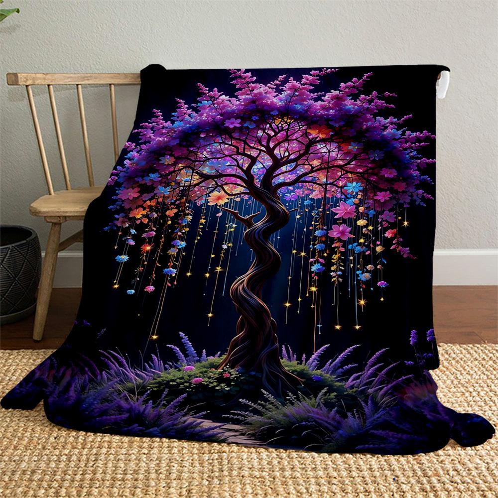 1pc magical tree Outdoor Flannel Blanket Soft Warm All-Season Throw for Sofa Bed Car Camping Office, Cozy Gift Idea1294S