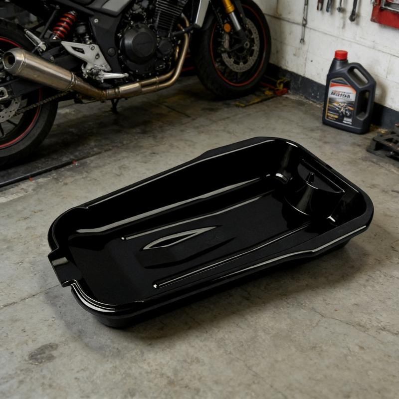 Large Capacity Waste Oil Drain Pan And Parts Washing Tray For Motorcycle Vehicle Maintenance With Anti Spill Design