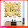6/12/24pcs Solid Hexagonal Geometric Mirror Wall Stickers Removable DIY with Built-in Adhesive for Home Decor
