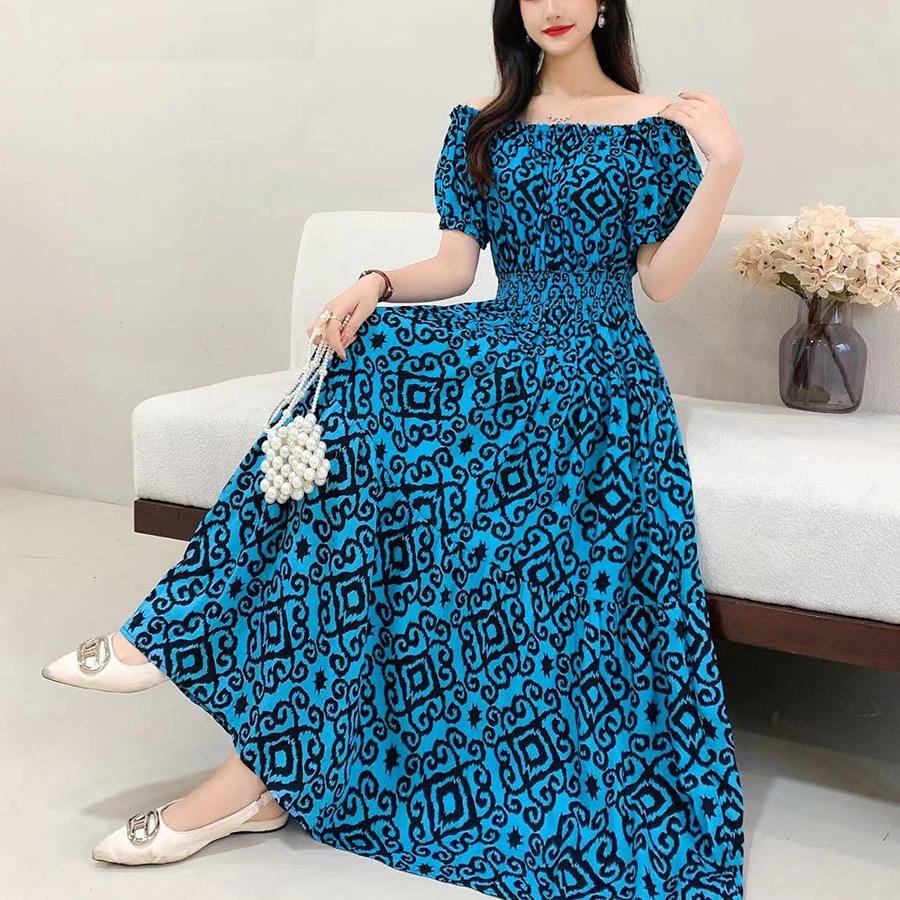 Off-Shoulder One-Neck Cotton Silk Dress Children's Summer Dress Bohemian Island Vacation Dress Travel Beach Dress
