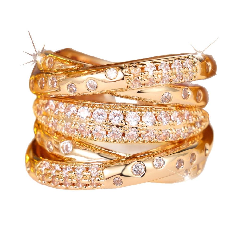 Sparkling Stackable Cross Ring Multi-Layer Hip-Hop Women's Ring Versatile Jewelry Accessories Anniversary Party Jewelry Gift