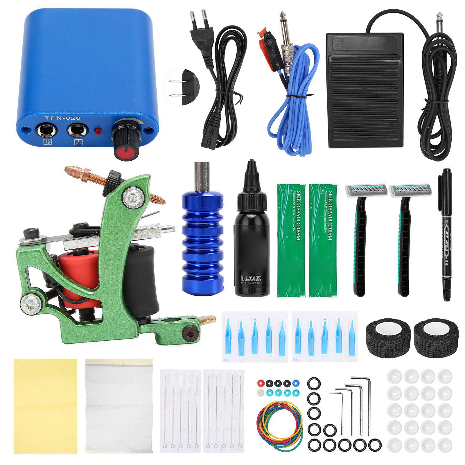 

Полный набор тату машины Профессиональные татуировки Катушки Машина Татуировка Клип Шнур Педаль Питание 90-265V