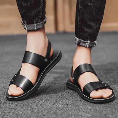 Fashion Non-slip Open-toe Sandals Mens Slip On Shoe Men's Slippers Summer New Sandals Men Leather Sandals Adult All-match Beach Shoes