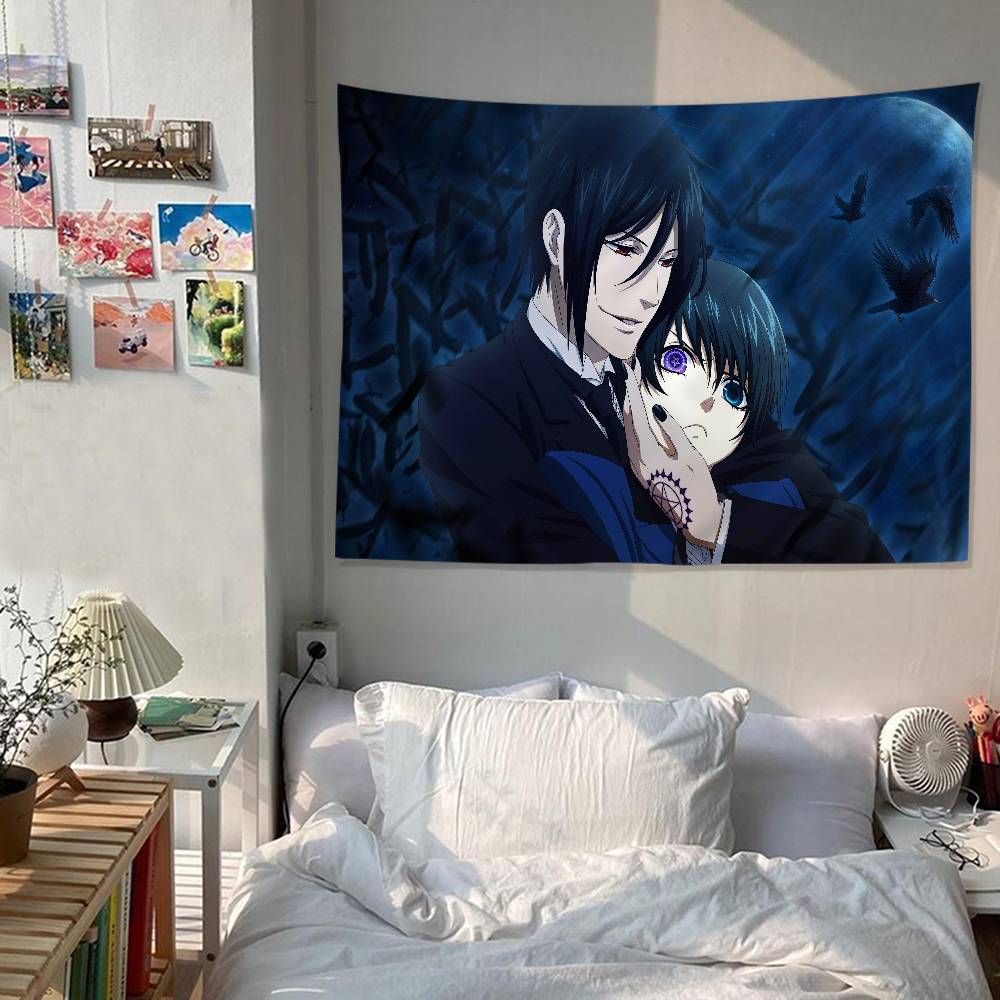 BBlack Anime BButler DIY Wall Tapestry For Living Room Home Dorm Decor Wall Art Decor