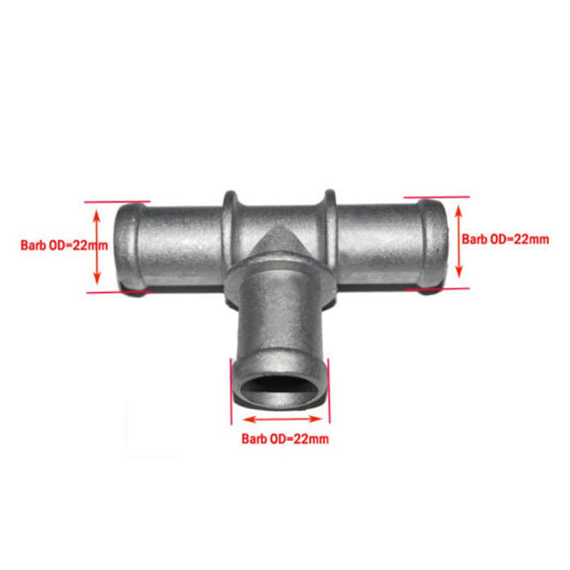 3/4" x 3/4" x 3/4" Aluminum Alloy Silver Tee Coolant Heater Hose Connector Fitting Adapter Fit for Car