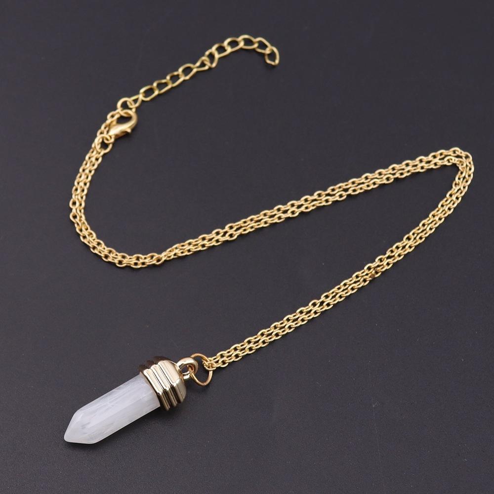 Jewelry Hexagonal Post Pendant Necklace Chain Resin Imitation Natural Stone Pendant Sub Necklace N792