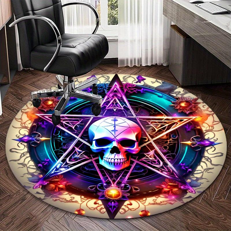 Skull Moon Round Rug Nonslip Area Rug Office Chair Mat Carpet For Living Room Bedroom Home Decor