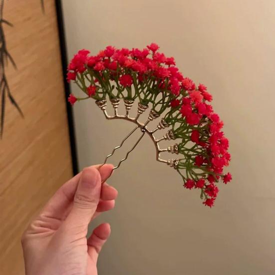 Damen Haarspange Stirnfransen Blumen Design Leicht zu Tragen Haarstab Brüchige Haare Fixierer Dekorativer Braut Haarstab Haar Styling Zubehör