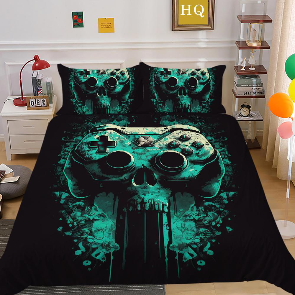 Conjunto de capa de edredom estampado para console de jogos, roupas de cama para casa, design em tamanho completo, capa de cama infantil de alta qualidade