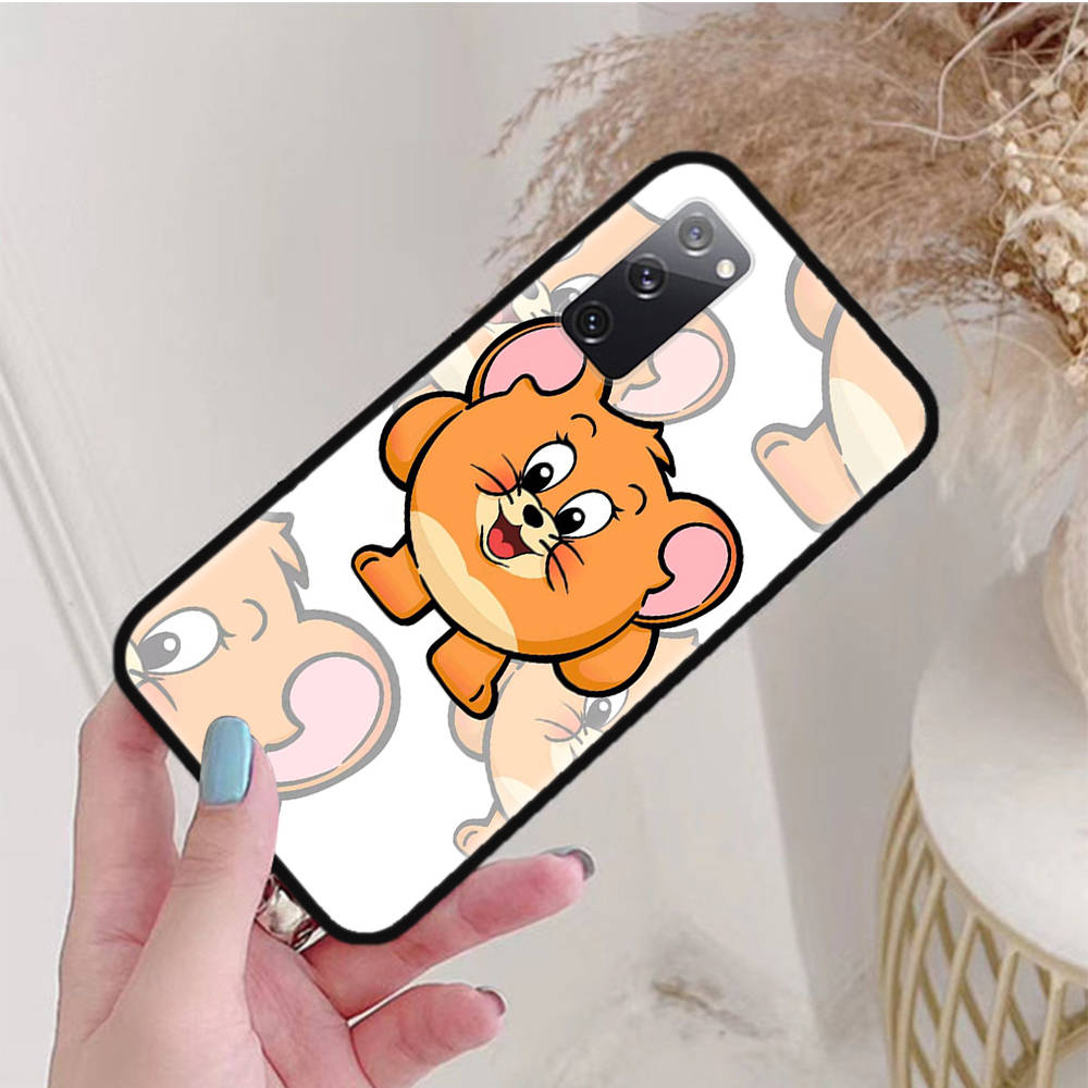Black Case for Samsung Note 20 Lite S24 Ultra S23 A03 A05 A06 A11 A71 A15 A16 A13 A24 A25 A33 A52 A53 A50 M55 M35 Plus C-47 Tom Jerry Cat Mouse