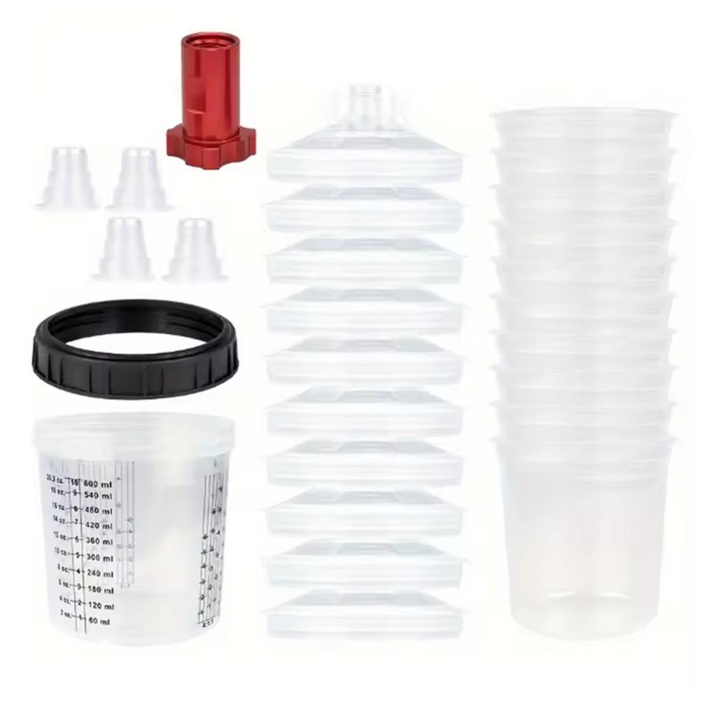 600ml Disposable Spray Cup, Aluminum Adapter & No-Clean Paint Pot (Top-Fed)