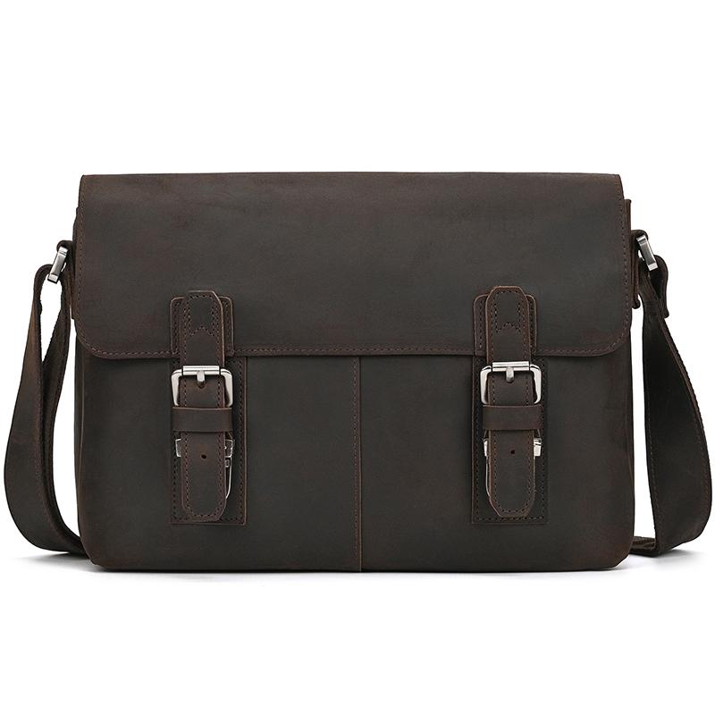 Big Shoulder Bag Genuine Leather Crossbody Bag For Male Retro Fashion Style Men's Messenger Bags Sling Bags With Handle Handbags