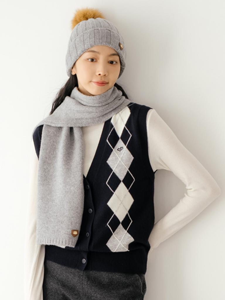 NITINA Cashmere Blending Argyle Vest D/Ny