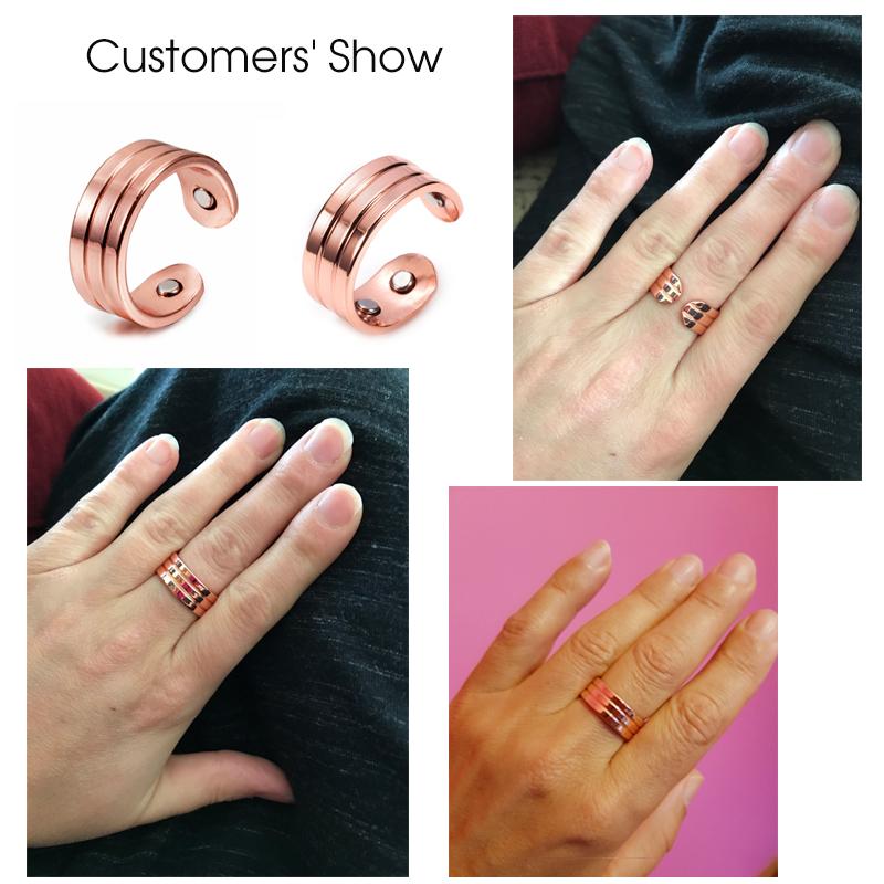 Vinterly Magnetischer Ring aus reinem Kupfer für Damen Herren Trendiger Gesundheits-Energie-Finger Offener Armreif Verstellbarer Schmuck Hoher Magnet Verstellbar