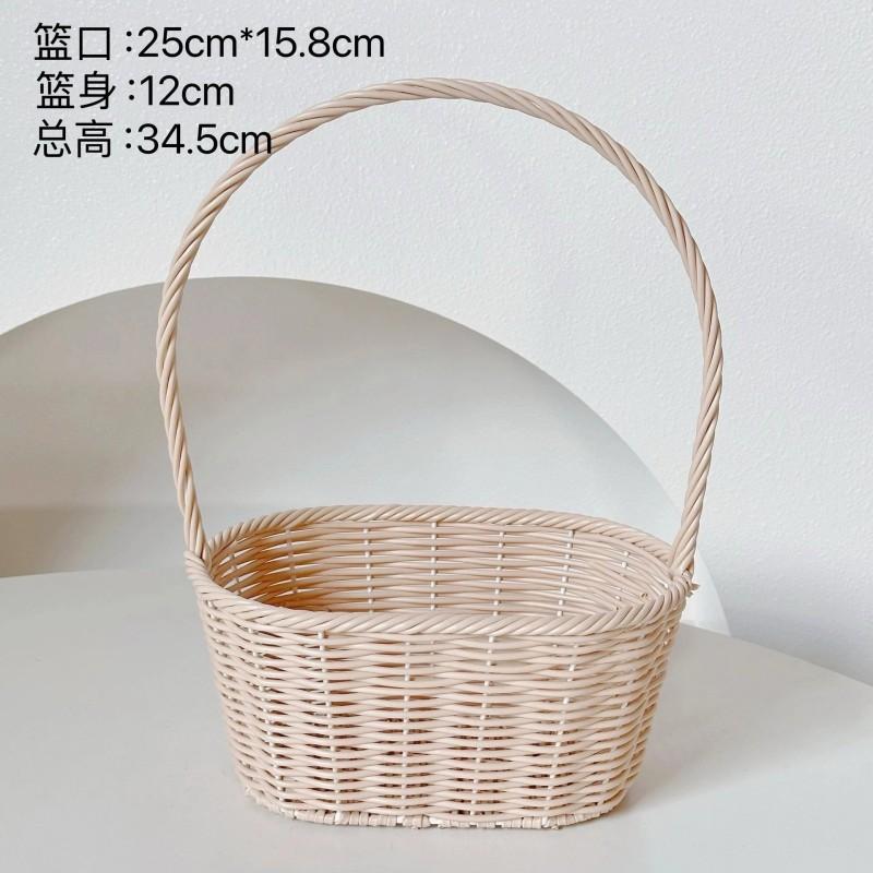 Wicker Rattan Flower Basket Wicker Woven Basket with Handle Pincnic Basket Sundries Storage Organizer Wedding Party Decor