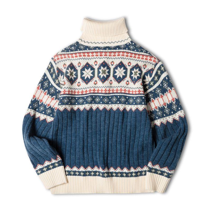 

Madden Sweater Can Be Lapel High Collar Knitwear Spring and Winter Parka Gray Blue] L